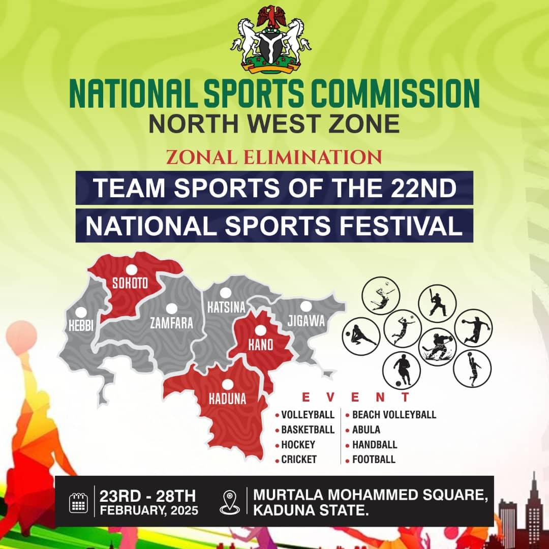 States Compete for Places, as Zonal Elimination for 22nd National Sports Festival Begins February 23