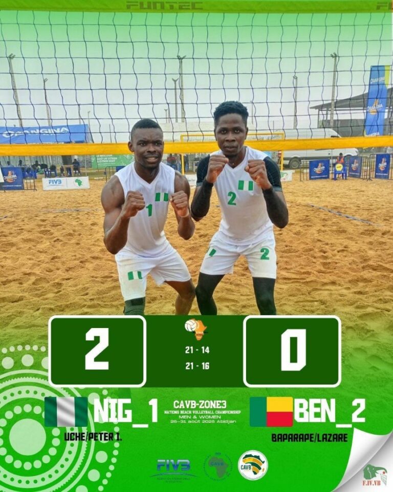 Beach Volleyball: Nigeria win three matches at 2025 Africa Zone 3 Championship