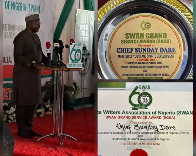 Sunday Dare Honored with prestigious Award by SWAN